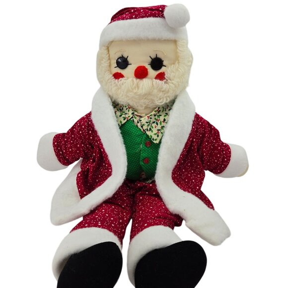 Vintage Handmade Santa Doll Plush Shelf Sitter Stuffed 22 Inches - Picture 3 of 15